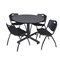 Kobe Kobe Round Table & Chair Set, Wood, Metal, Plastic Top, Grey TKB48RNDGY47BK - alternate 1